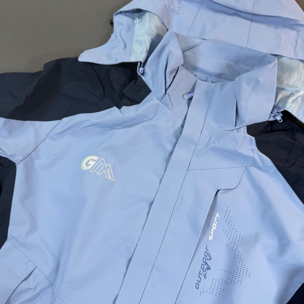 Ginsiom Outdoor Sport Hooded Windbreaker Jacket Blue Colorblock Mens Medium